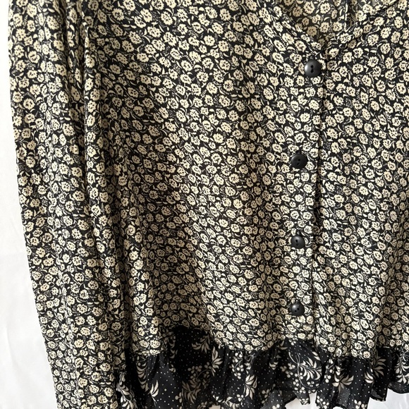 Vintage 90s long sleeve boho floral blouse top loose fit tent button up medium - Picture 3 of 7